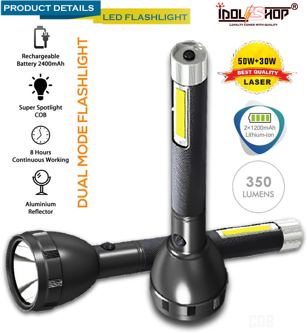     			IDOLESHOP - Above 50W Rechargeable Flashlight Torch ( Pack of 1 )