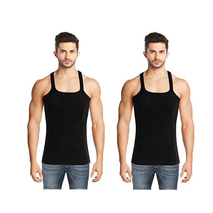     			INNERO Pack of 2 Cotton Gym Vest For Men ( Black )