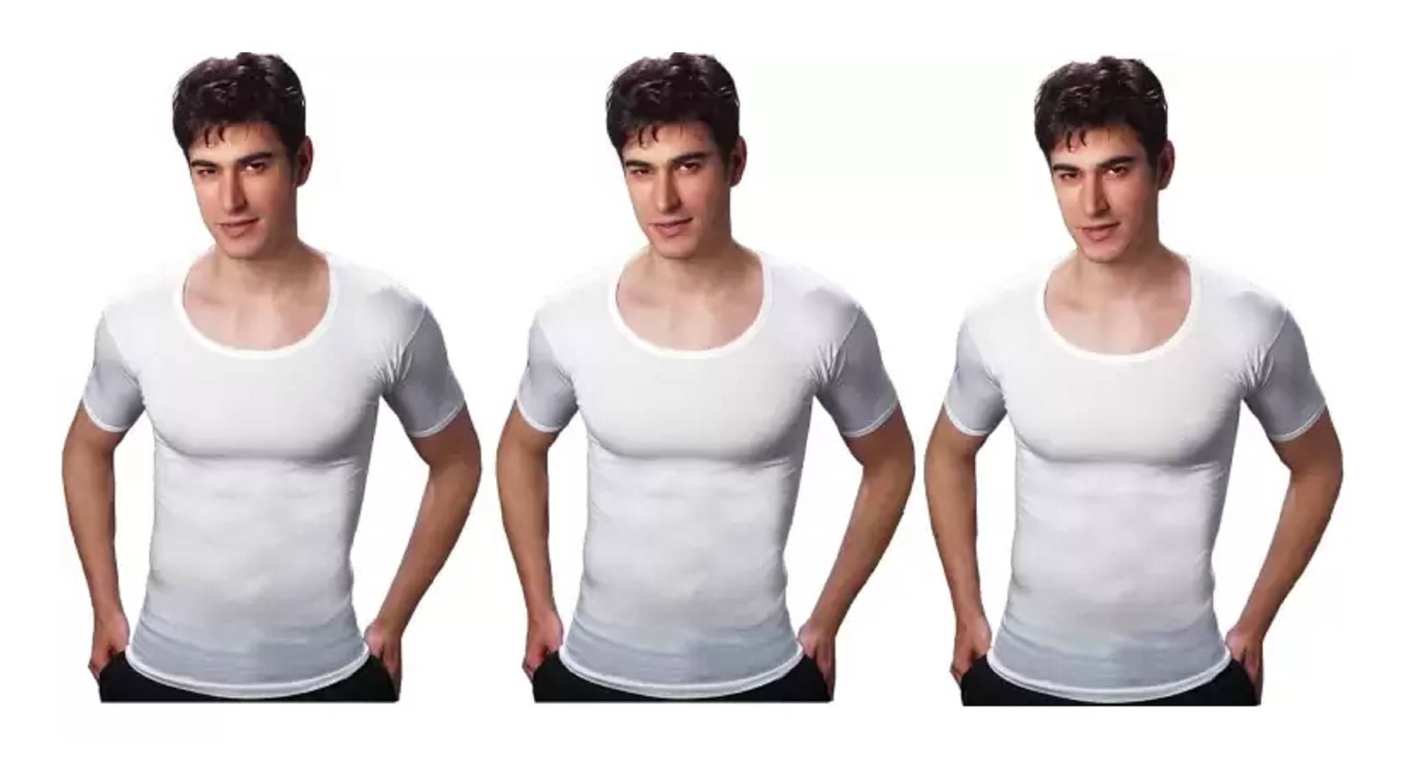     			INNERO Pack of 3 Cotton Basic Vest For Men ( White )