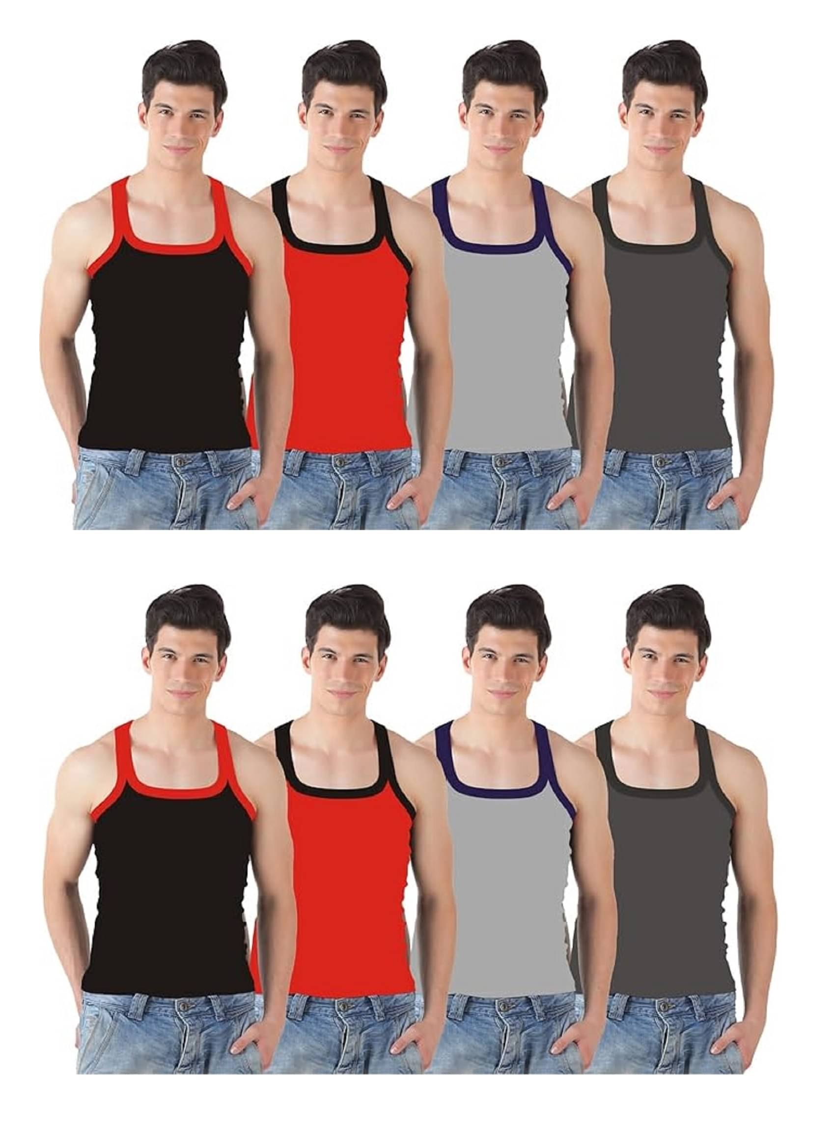     			INNERO Pack of 8 Cotton Basic Vest For Men ( Multicolor )