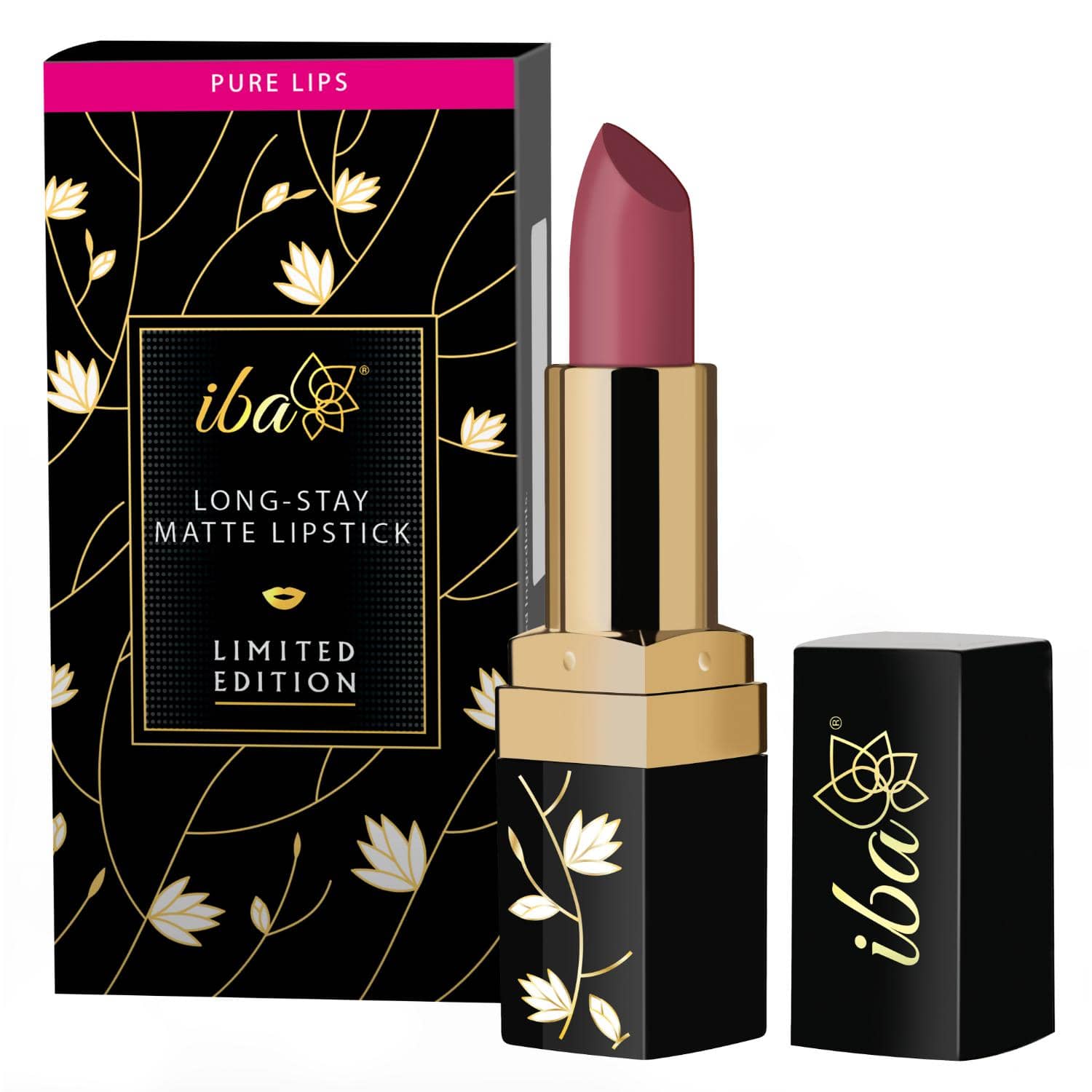 Iba Long Stay Matte Lipstick Limited Edition L02 Turkish Rose, 4g , Highly Pigmented & Long Lasting, (Pack of 1)