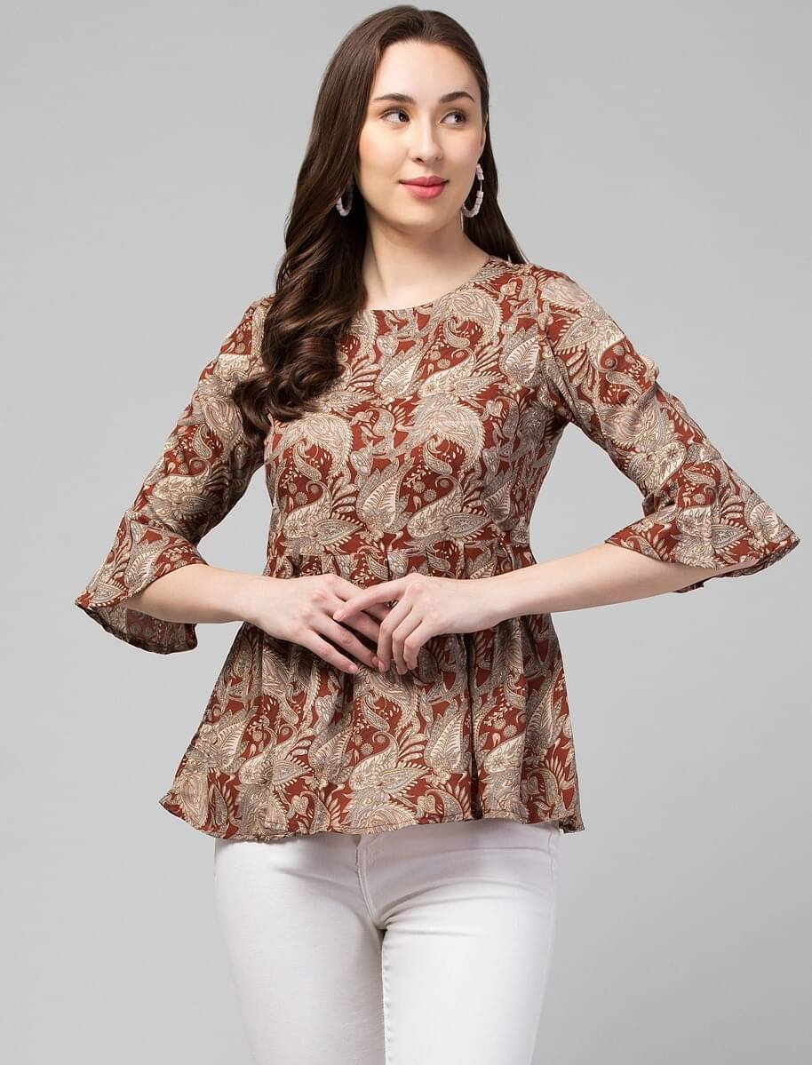Kulfi Women's Crepe Regular Top ( Beige ) Kulfi Women's Crepe Regular Top ( Beige )