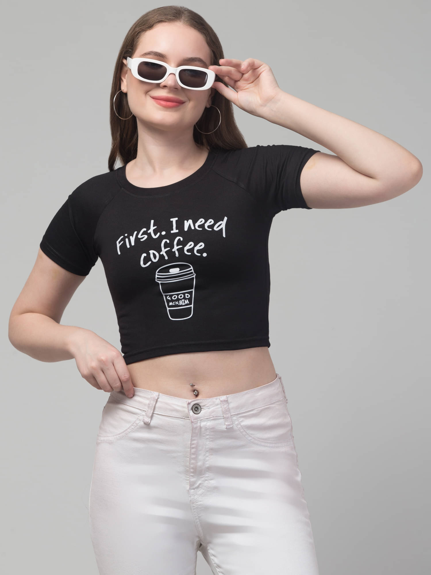 Kulfi Women's Cotton Blend Crop Top ( Black ) Kulfi Women's Cotton Blend Crop Top ( Black )