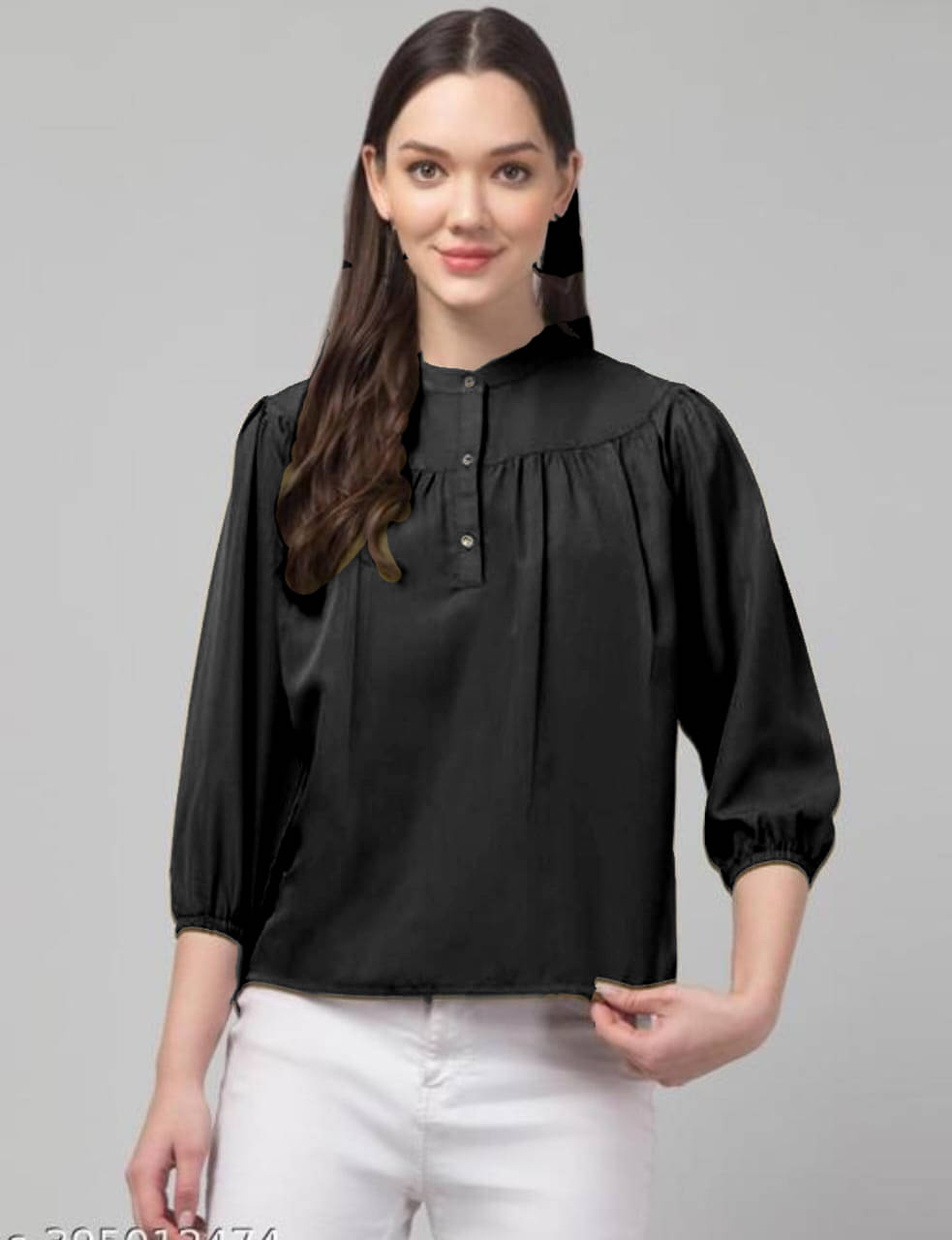 Kulfi Women's Crepe Regular Top ( Black )     			Kulfi Women's Crepe Regular Top ( Black )