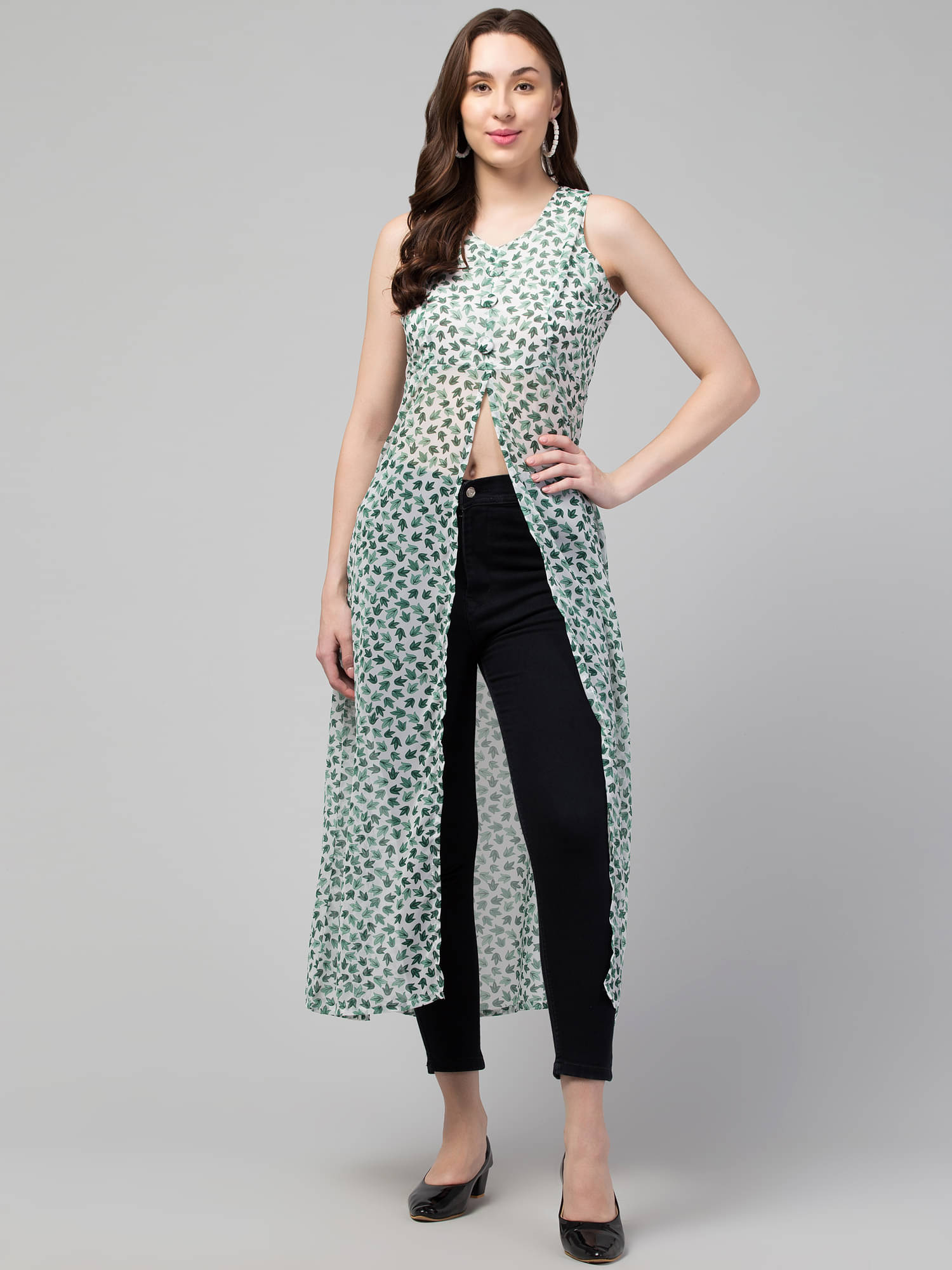     			Kulfi Women's Georgette Regular Top ( Green )