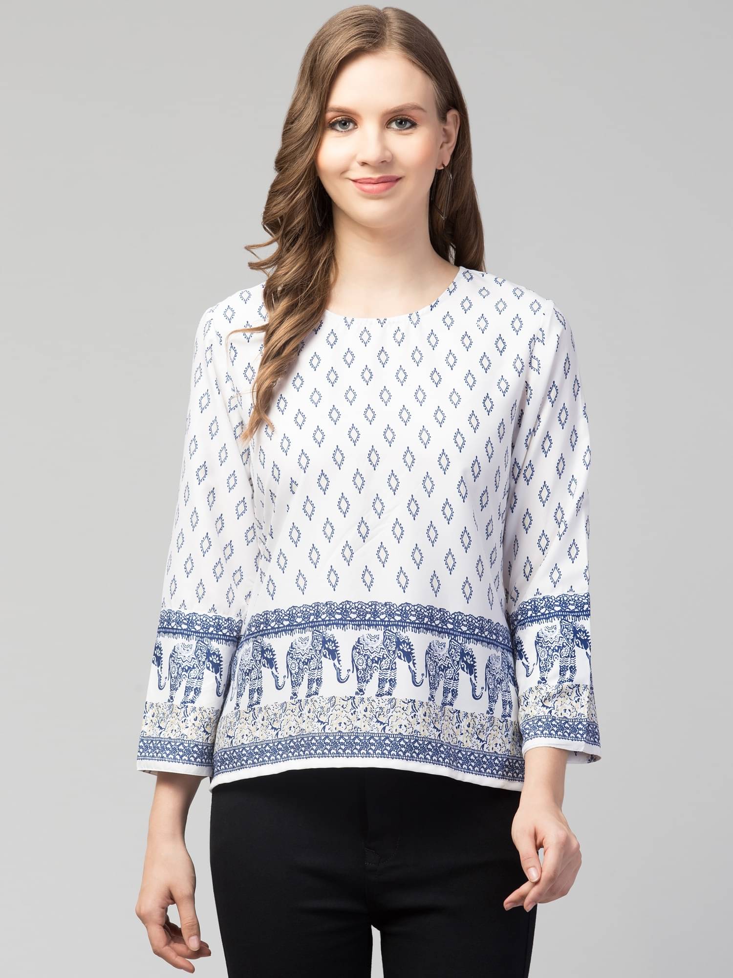 Kulfi Women's Crepe Regular Top ( Multicolor ) Kulfi Women's Crepe Regular Top ( Multicolor )