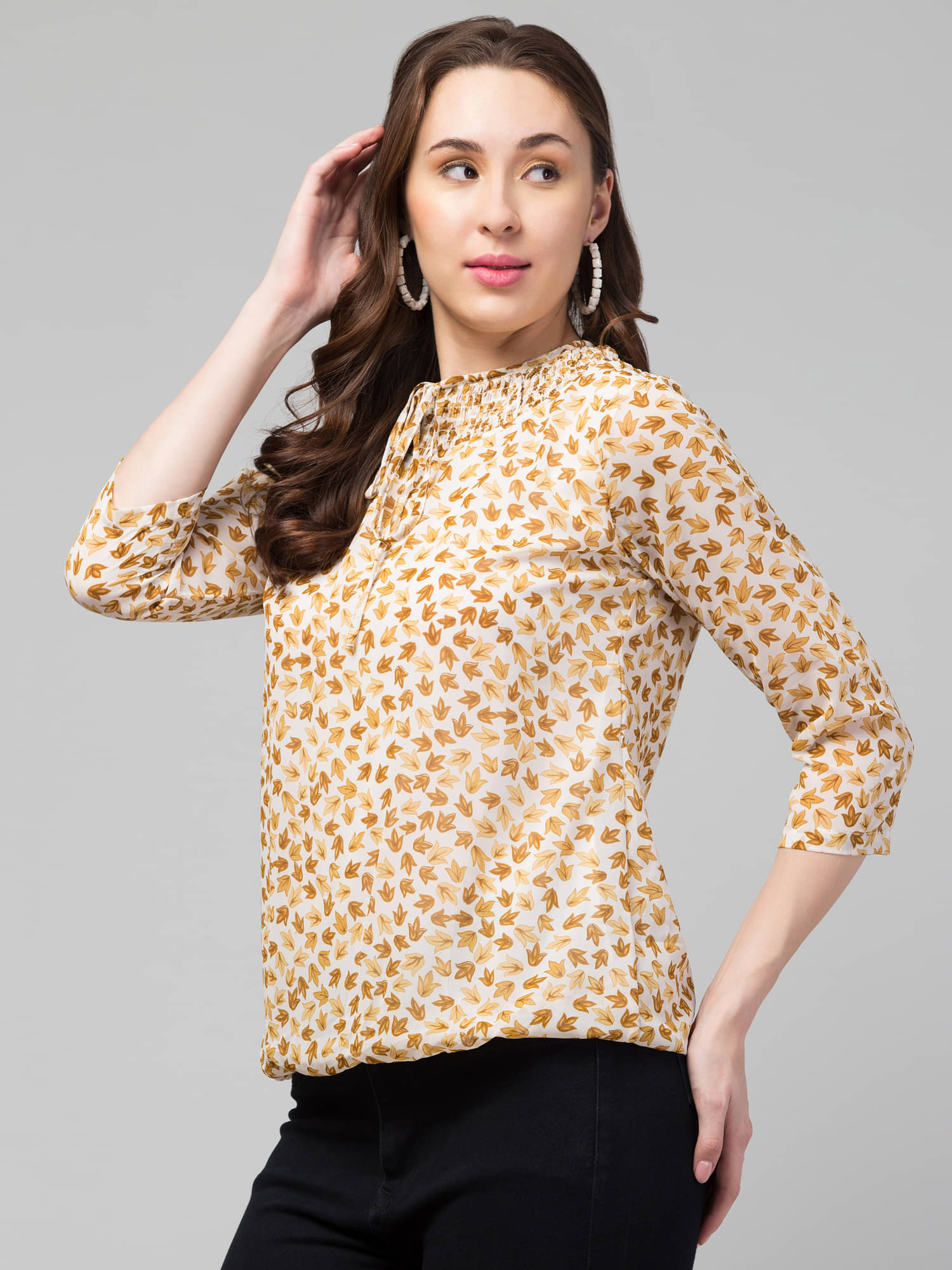 Kulfi Women's Georgette Regular Top ( Yellow ) Kulfi Women's Georgette Regular Top ( Yellow )