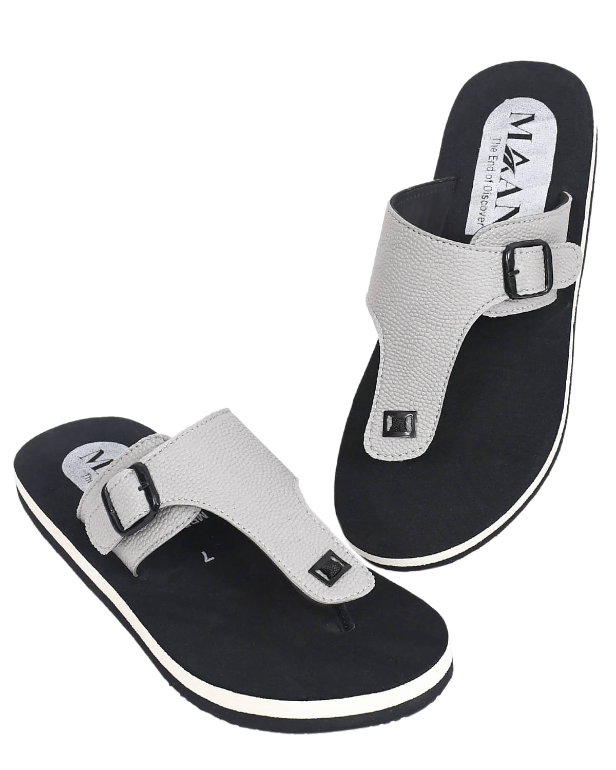     			MAAN Grey Men's Thong Flip Flop