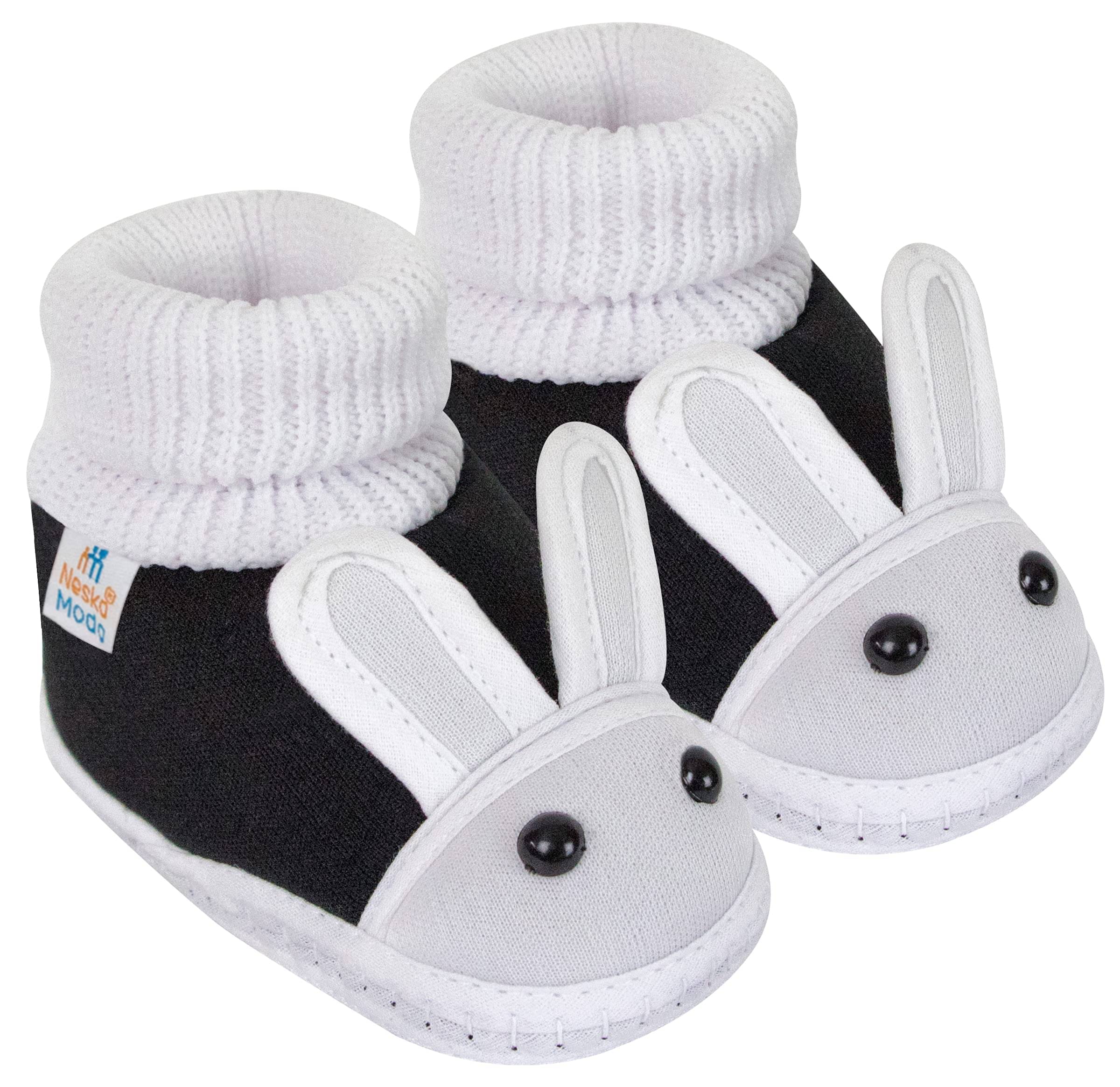     			Neska Moda - Black Booties For Baby Boy & Baby Girl 12-18 Months ( Pack of 1 )