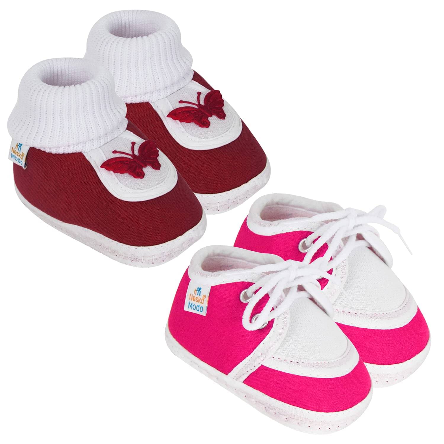     			Neska Moda - MultiColor  Booties For Baby Boy & Baby Girl 6-12 Months ( Pack of 2 )