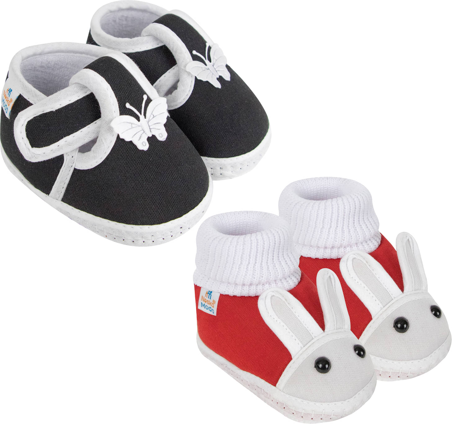     			Neska Moda - MultiColor  Booties For Baby Boy & Baby Girl 6-12 Months ( Pack of 2 )