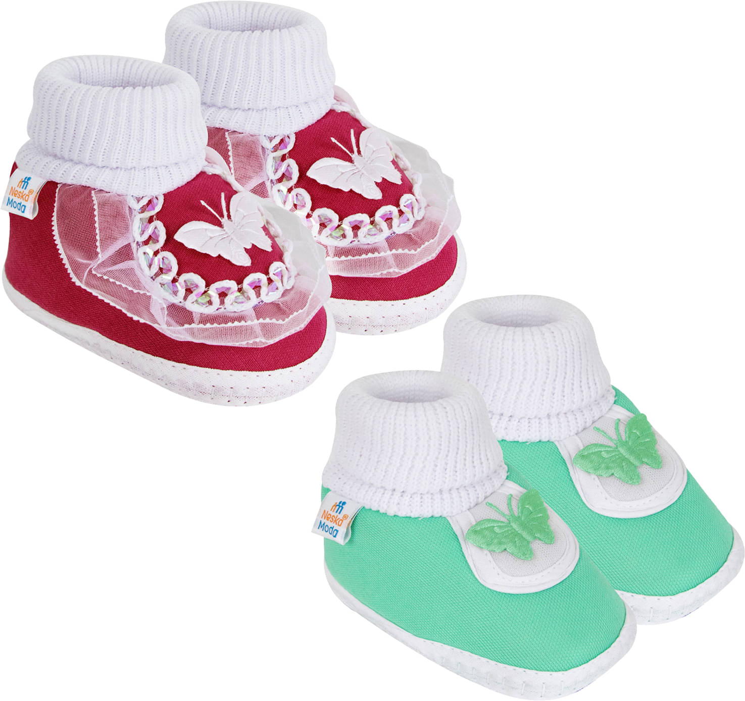    			Neska Moda - MultiColor  Booties For Baby Girl 0-6 Months ( Pack of 2 )