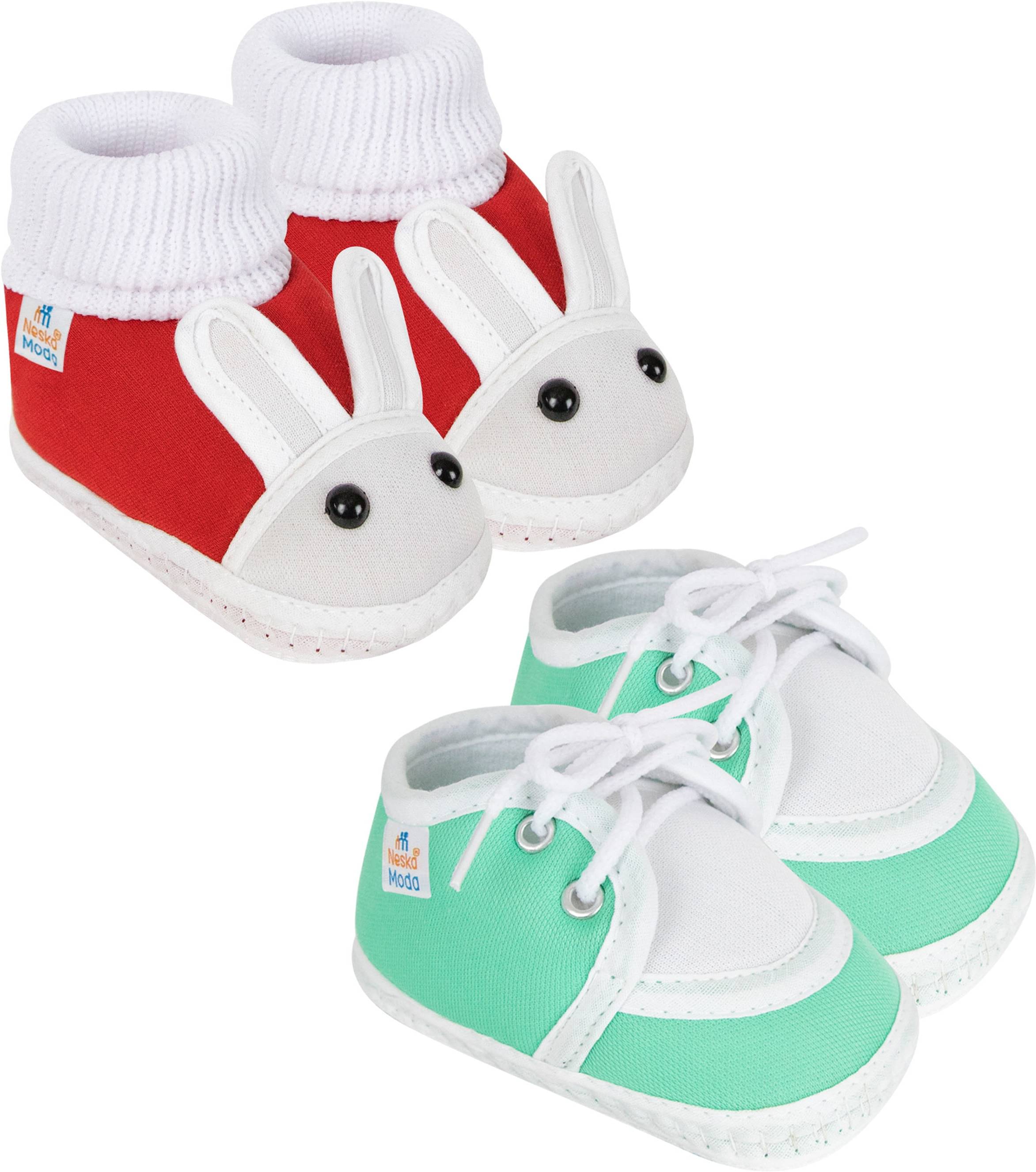     			Neska Moda - MultiColor  Booties For Baby Boy & Baby Girl 6-12 Months ( Pack of 2 )