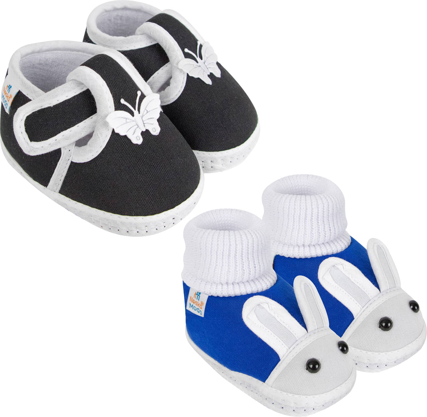     			Neska Moda - MultiColor  Booties For Baby Boy & Baby Girl 6-12 Months ( Pack of 2 )