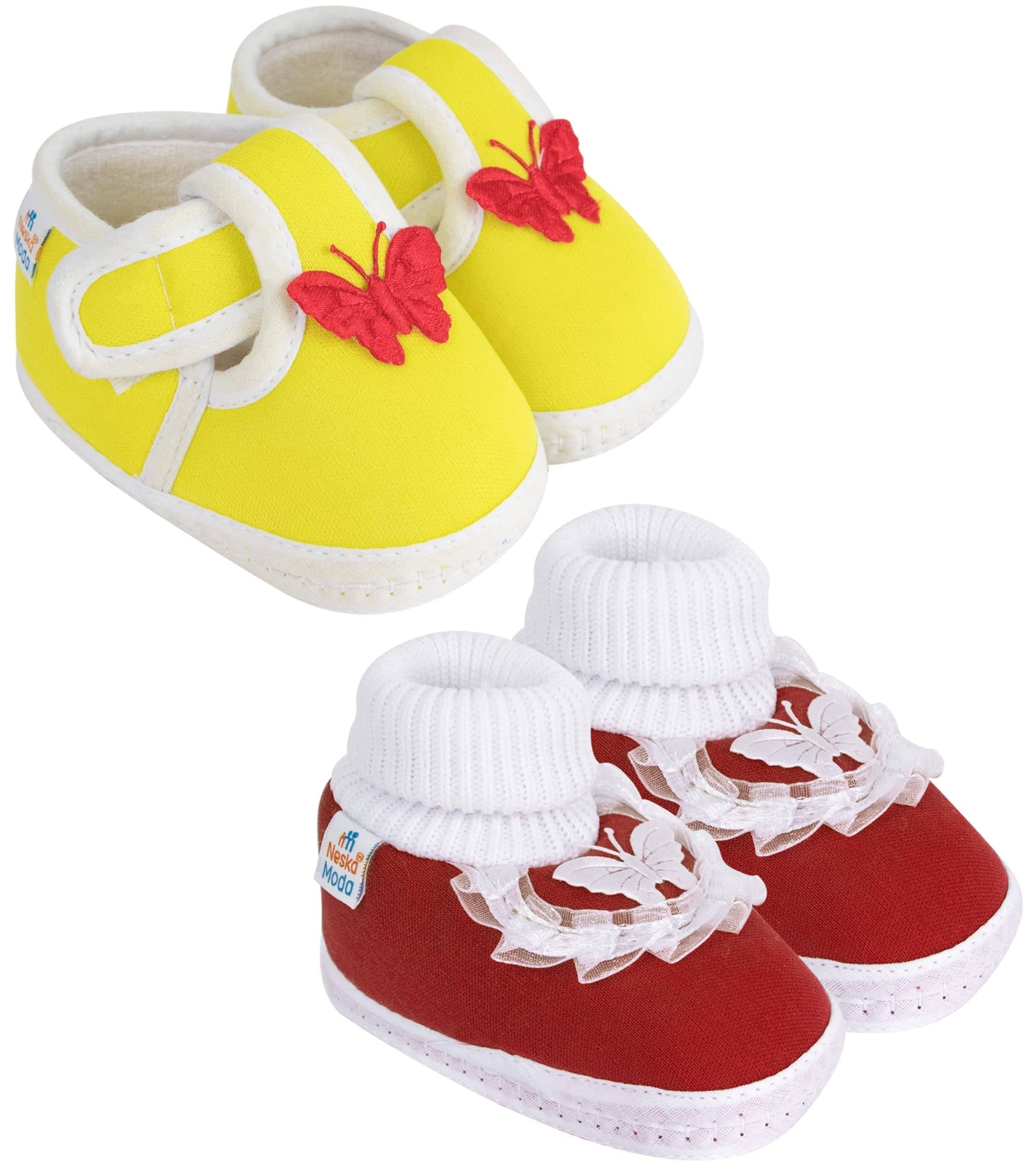     			Neska Moda - MultiColor  Booties For Baby Boy & Baby Girl 6-12 Months ( Pack of 2 )