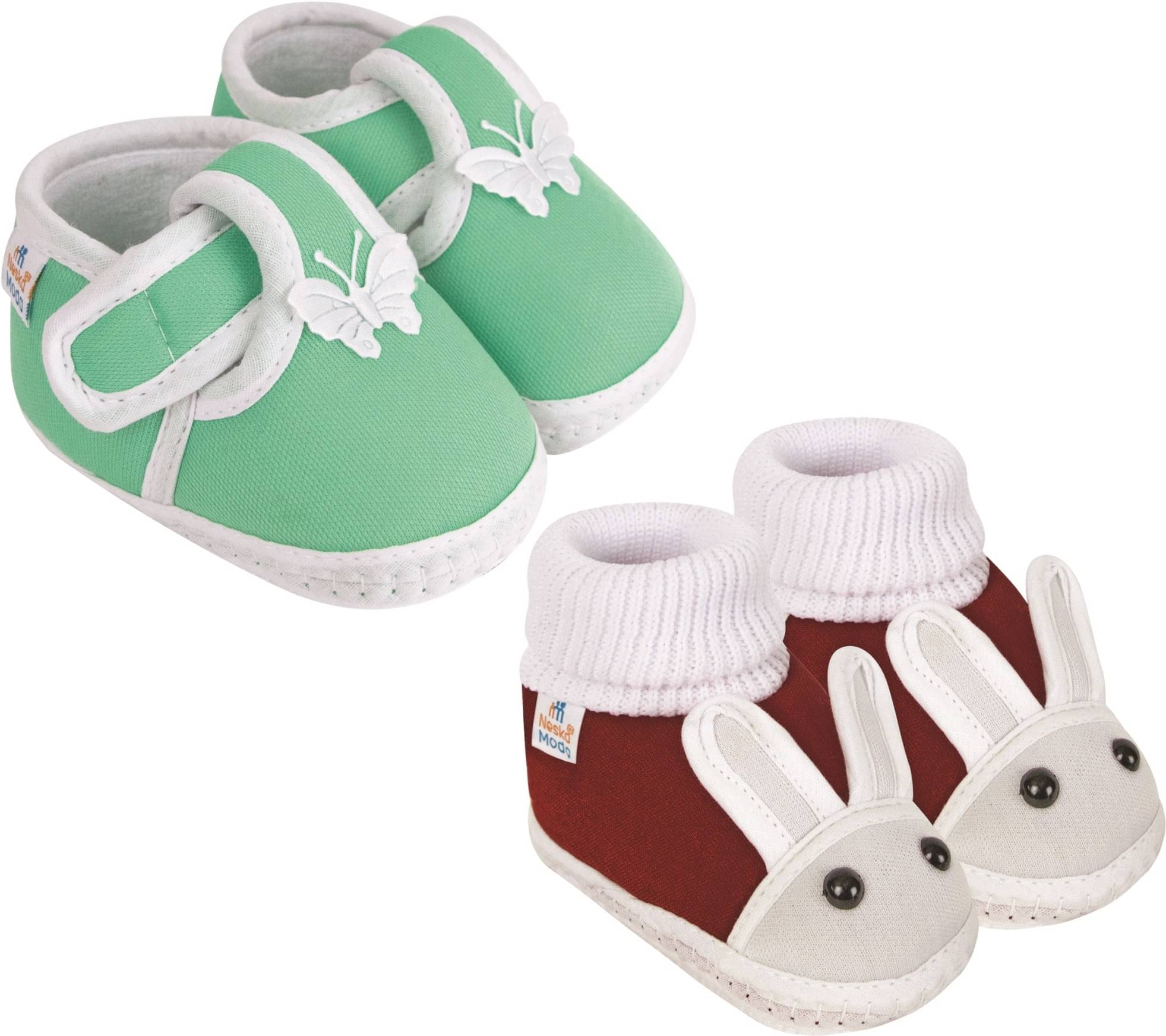     			Neska Moda - MultiColor  Booties For Baby Boy & Baby Girl 6-12 Months ( Pack of 2 )