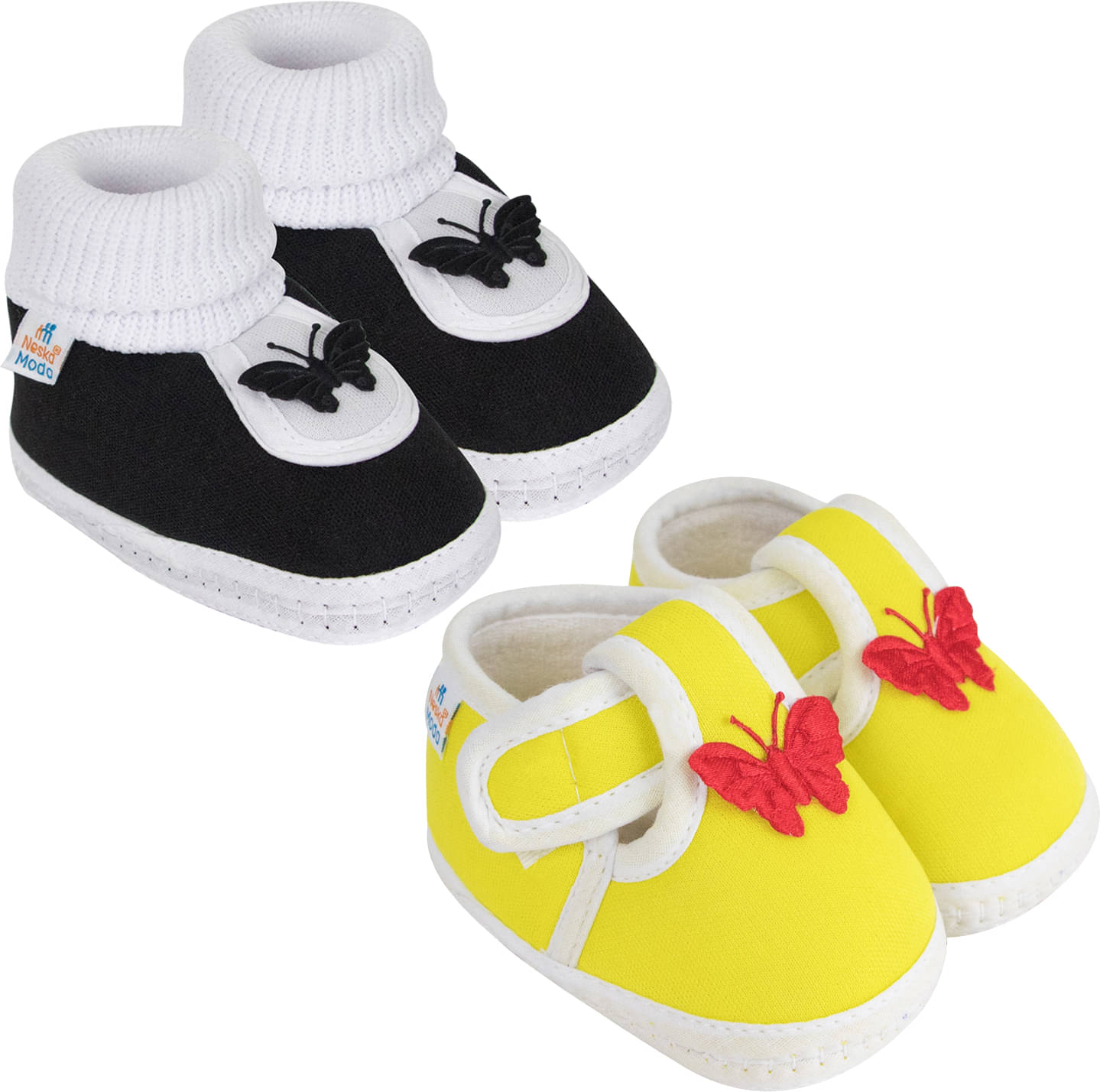     			Neska Moda - MultiColor  Booties For Baby Boy & Baby Girl 6-12 Months ( Pack of 2 )