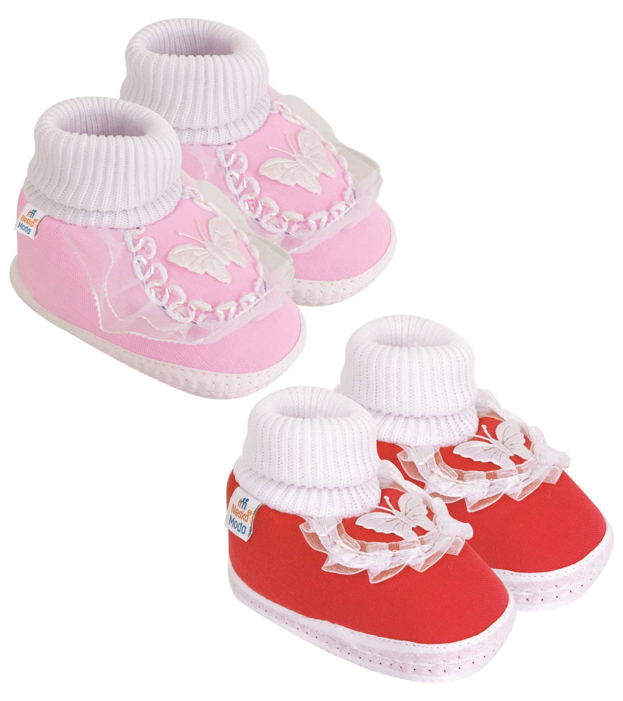     			Neska Moda - MultiColor  Booties For Baby Boy & Baby Girl 6-12 Months ( Pack of 2 )