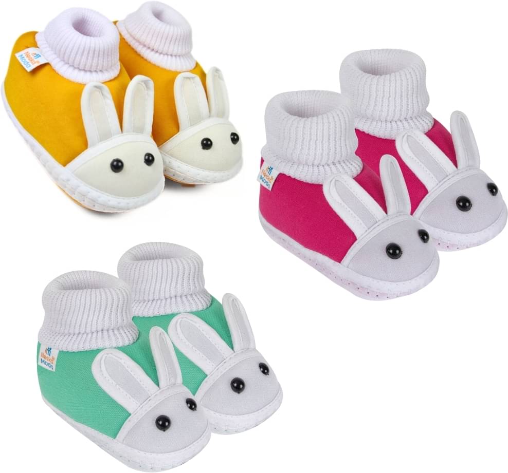     			Neska Moda - MultiColor  Booties For Baby Boy & Baby Girl 6-12 Months ( Pack of 3 )