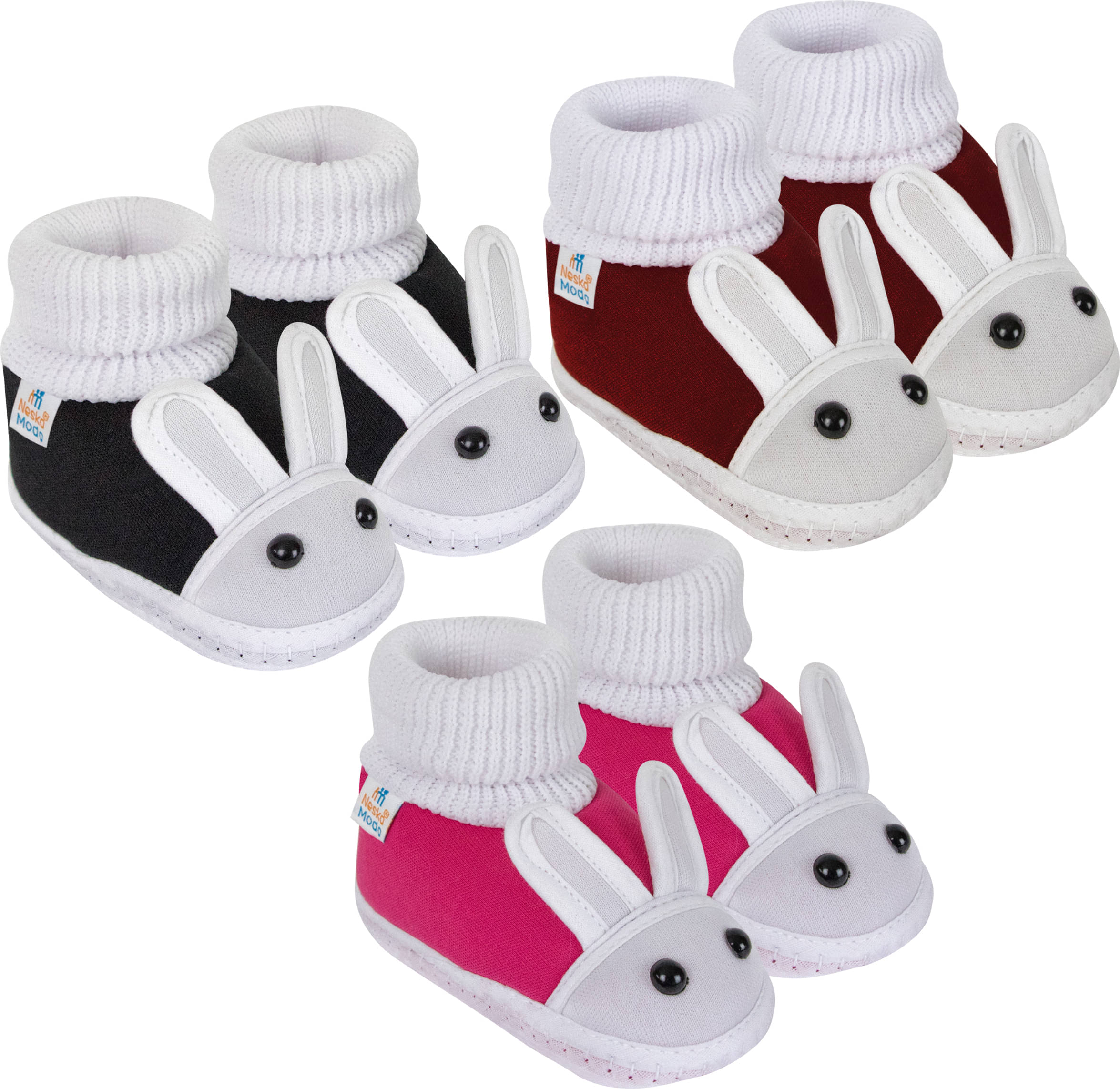     			Neska Moda - MultiColor  Booties For Baby Boy & Baby Girl 6-12 Months ( Pack of 3 )