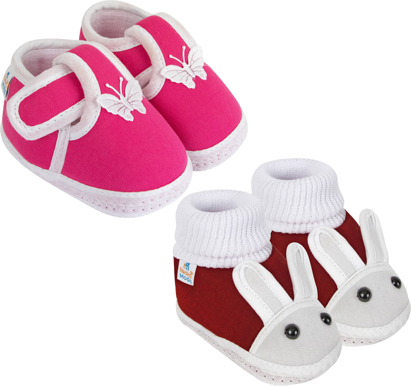     			Neska Moda - MultiColor  Booties For Baby Boy & Baby Girl 6-12 Months ( Pack of 2 )