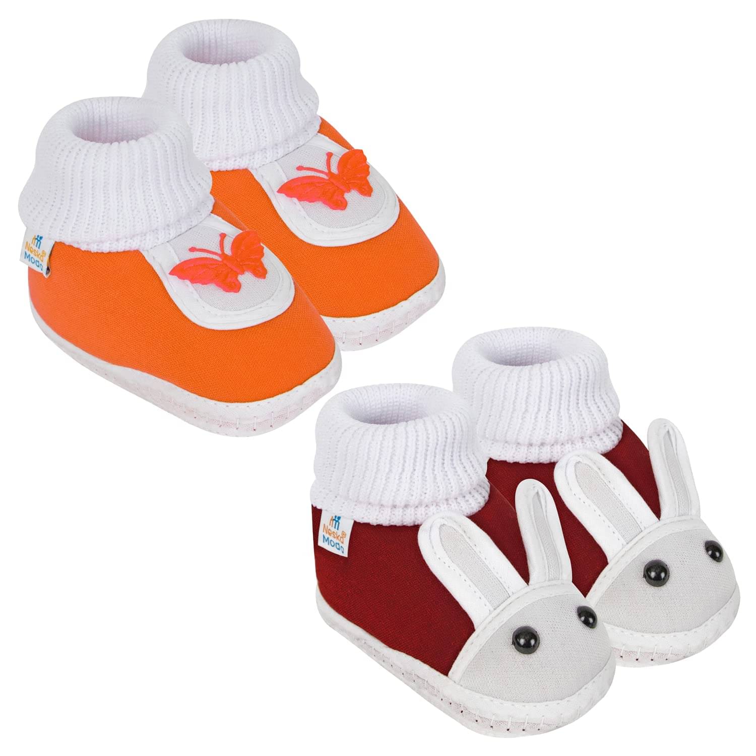     			Neska Moda - MultiColor  Booties For Baby Boy & Baby Girl 0-6 Months ( Pack of 2 )