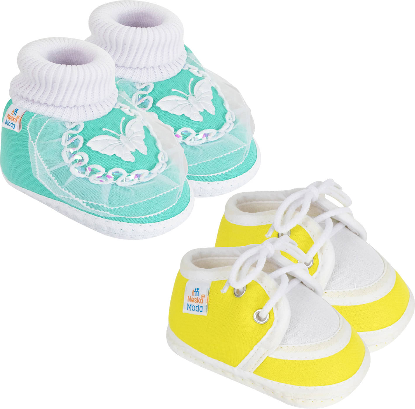     			Neska Moda - MultiColor  Booties For Baby Boy & Baby Girl 6-12 Months ( Pack of 2 )