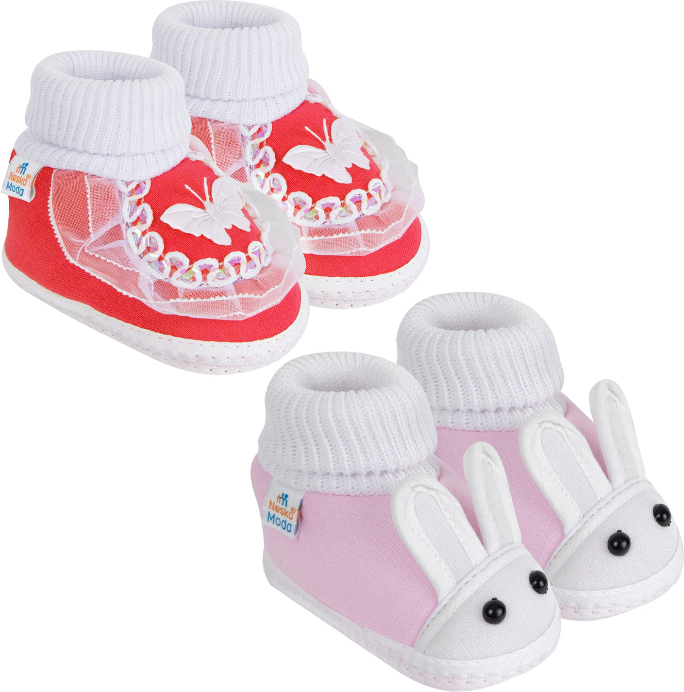     			Neska Moda - MultiColor  Booties For Baby Boy & Baby Girl 0-6 Months ( Pack of 2 )