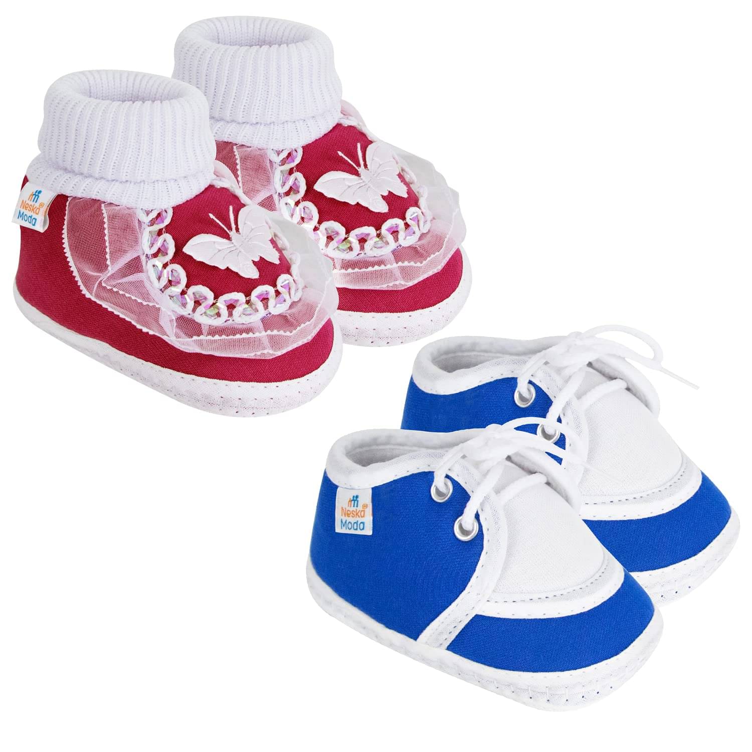    			Neska Moda - MultiColor  Booties For Baby Boy & Baby Girl 6-12 Months ( Pack of 2 )