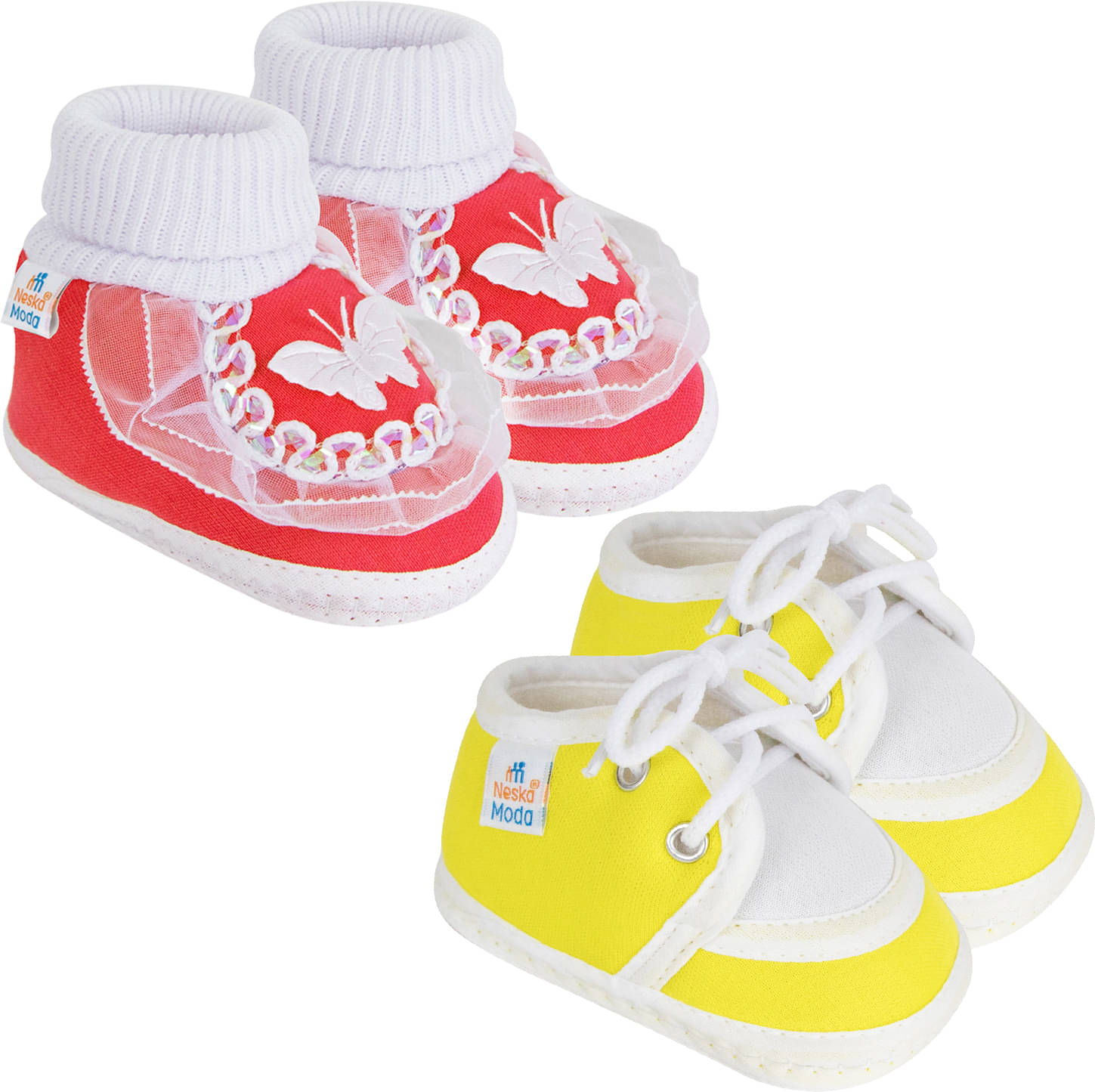     			Neska Moda - MultiColor  Booties For Baby Boy & Baby Girl 6-12 Months ( Pack of 2 )