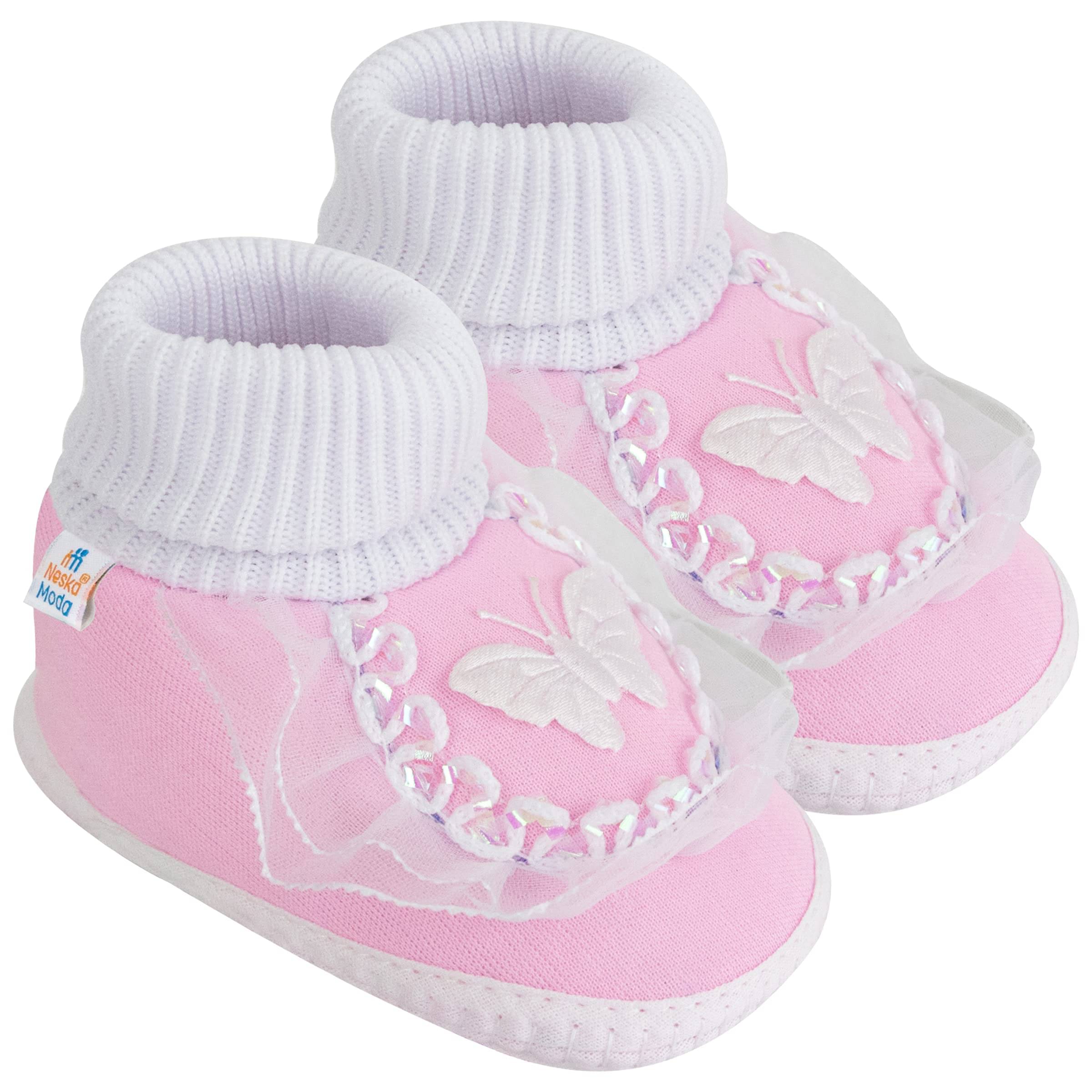     			Neska Moda - Pink Booties For Baby Girl 0-6 Months ( Pack of 1 )