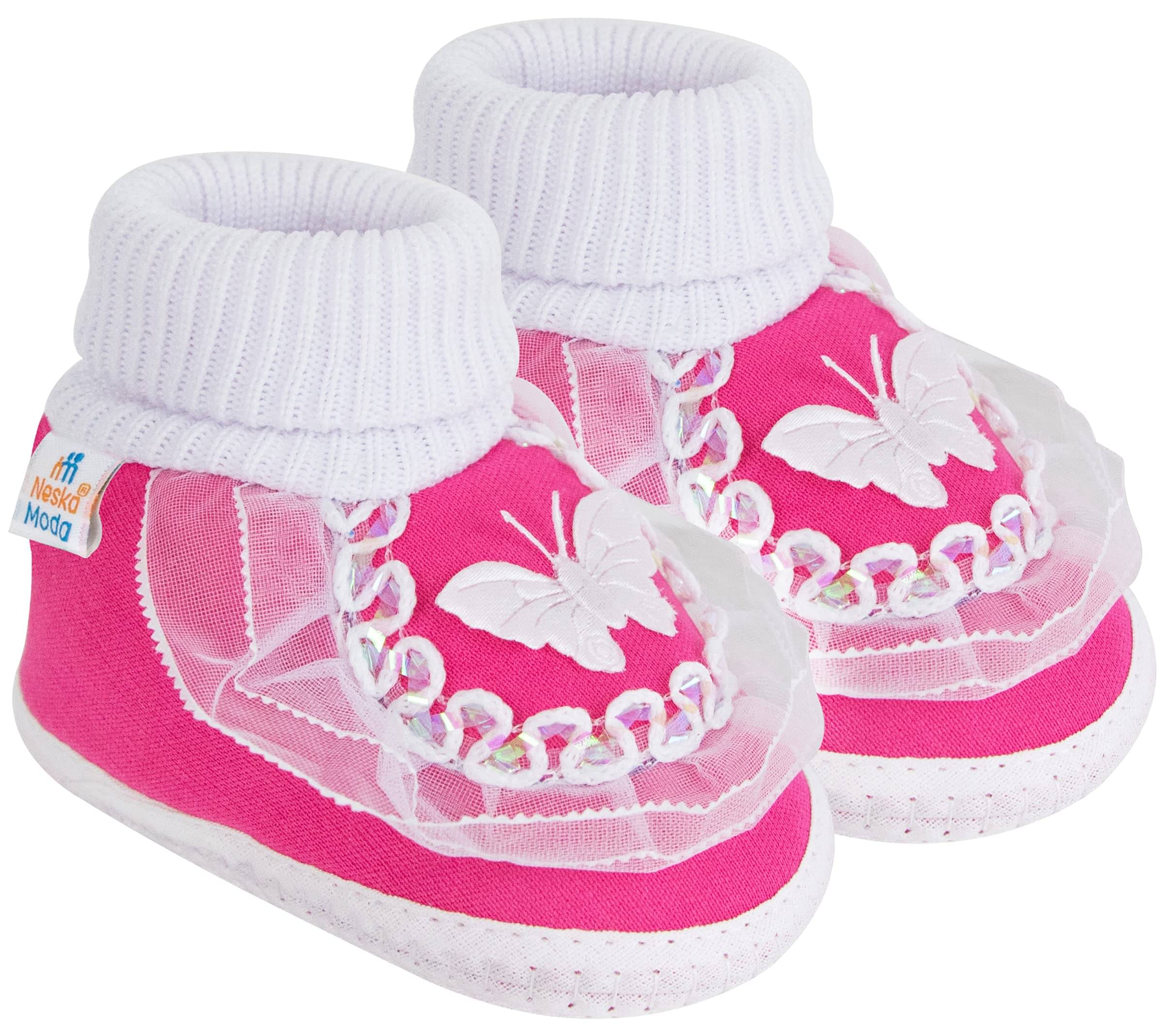     			Neska Moda - White Booties For Baby Girl 0-6 Months ( Pack of 1 )