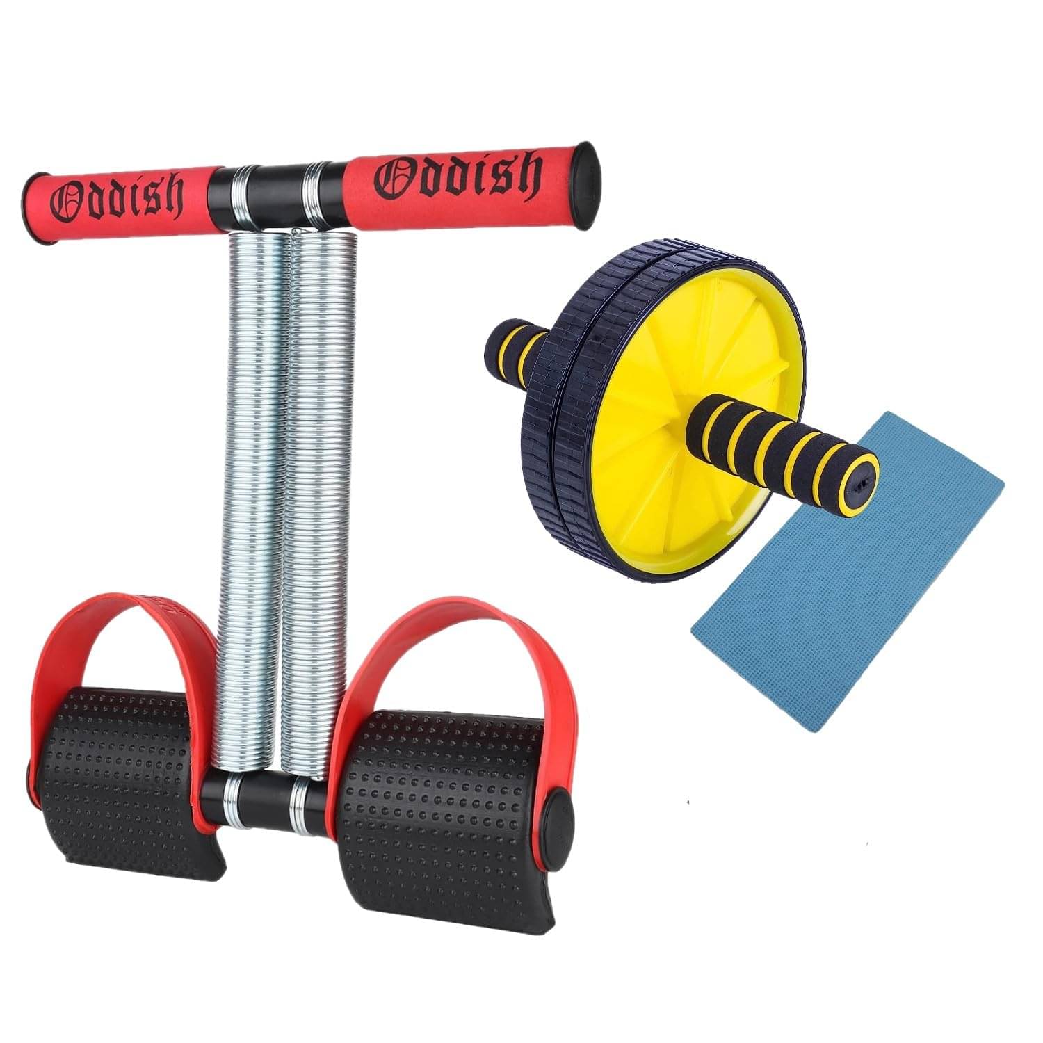     			ODDISH Way to Fitness Tummy Trimmer Double Spring & Ab Roller Wheels Combo Pack – Ab Exercise Equipment for Men & Women – Home & Gym Abdominal Workout