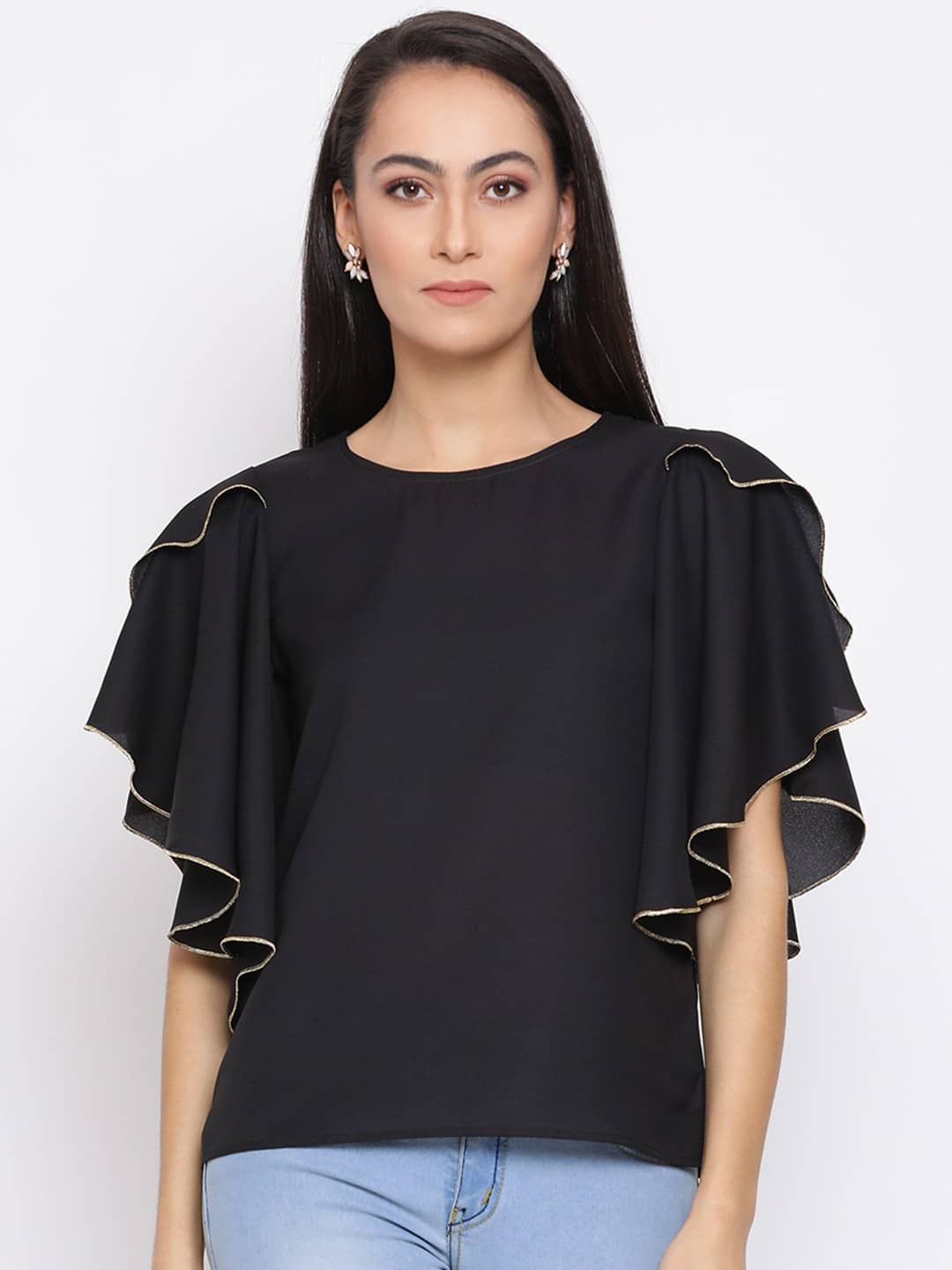 OTIRA Women's Crepe Regular Top ( Black )