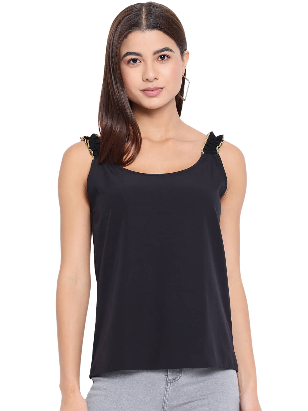 OTIRA Women's Crepe Regular Top ( Black )