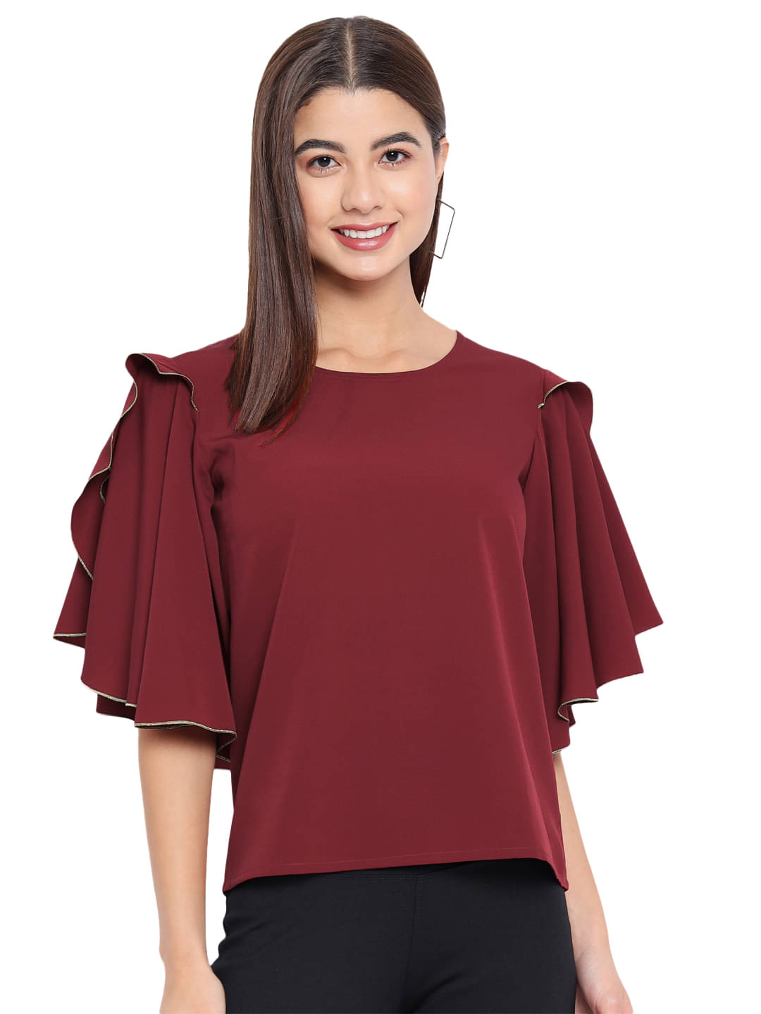     			OTIRA Women's Crepe Regular Top ( Maroon )