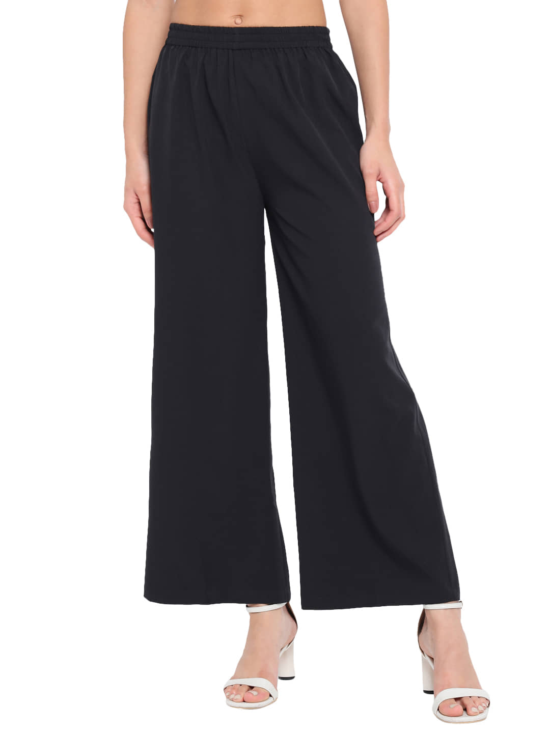 OTIRA Pack of 1 Crepe Straight Women's Palazzos ( Black )