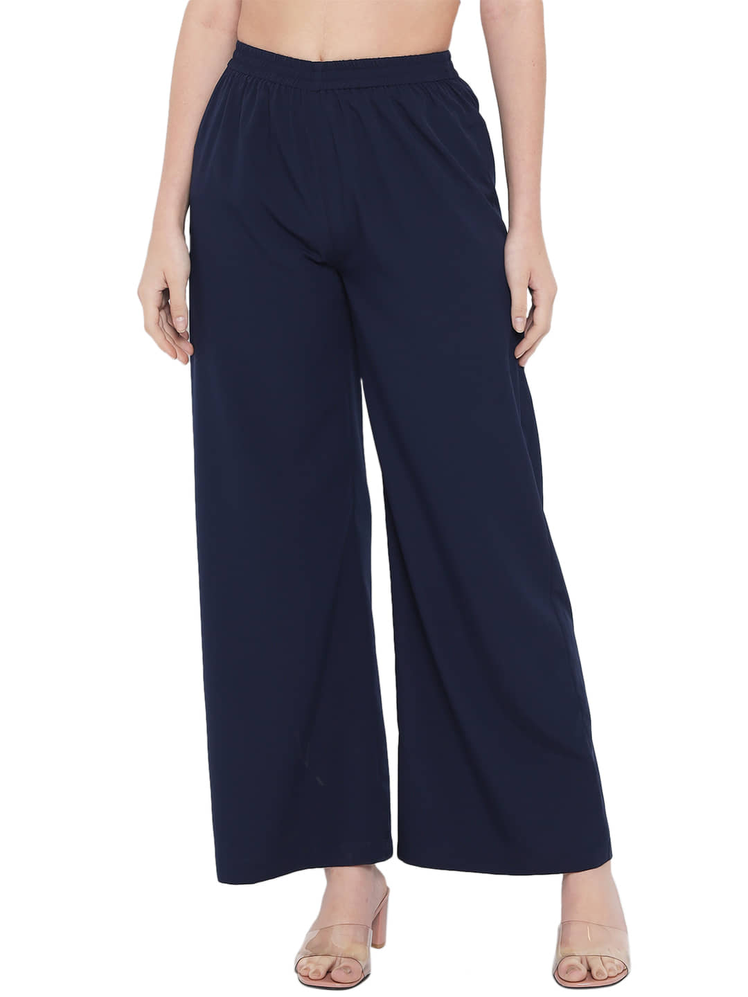 OTIRA Pack of 1 Crepe Straight Women's Palazzos ( Blue )