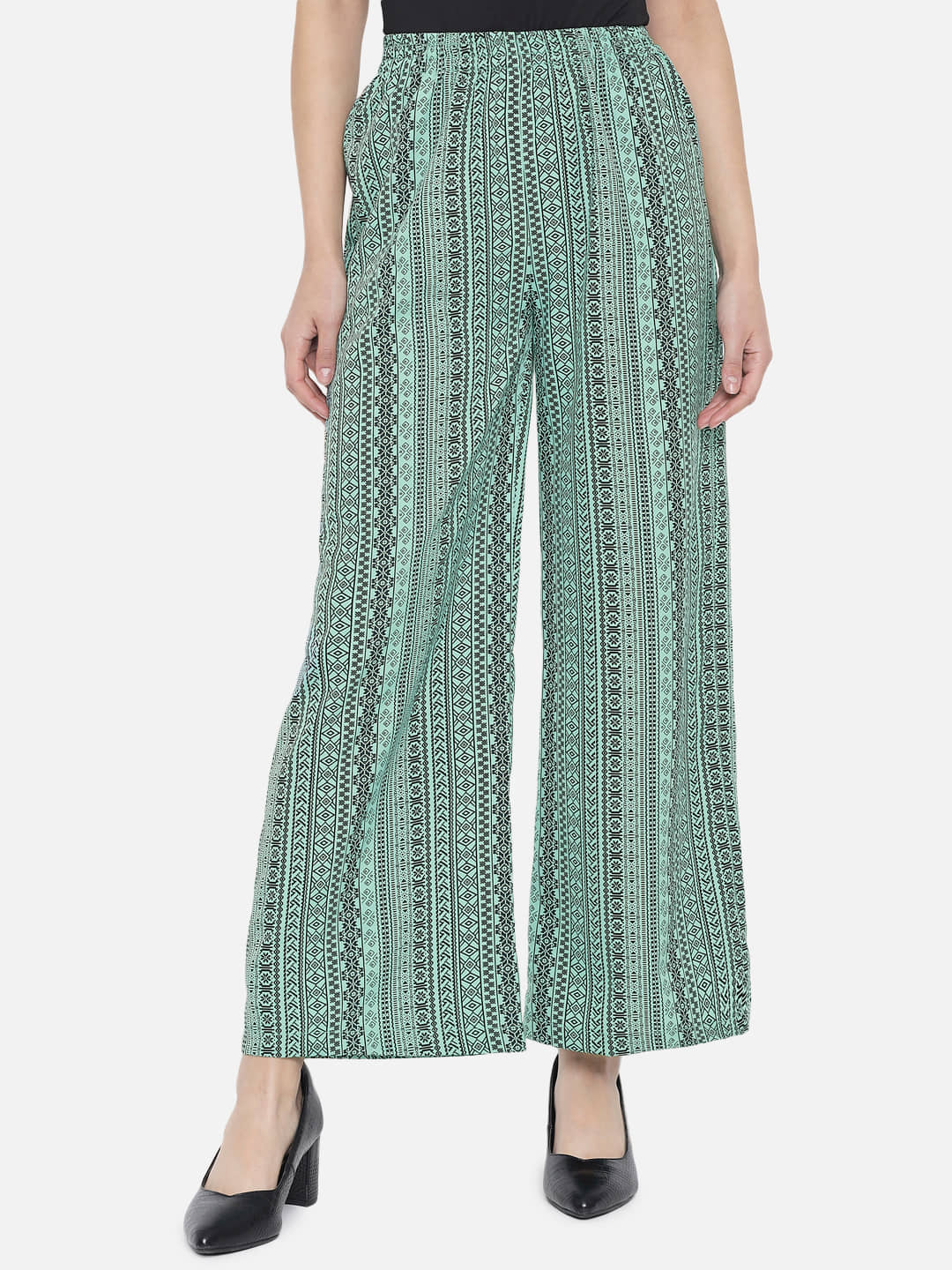 OTIRA Pack of 1 Crepe Straight Women's Palazzos ( Green )