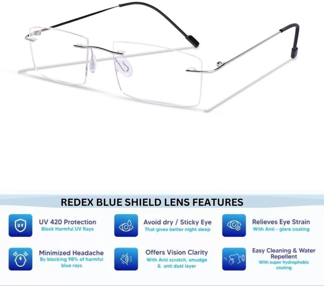 Redex Rectangle Rimless Reading Glasses