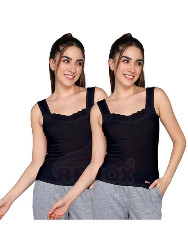 Renox Pack of 2 Cotton Camisoles ( Black ) Renox Pack of 2 Cotton Camisoles ( Black )