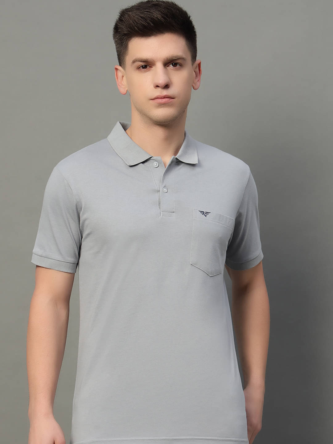     			Riss Pack of 1 Cotton Blend Regular Fit Solid Half Sleeves Men's Polo T Shirt ( Grey )