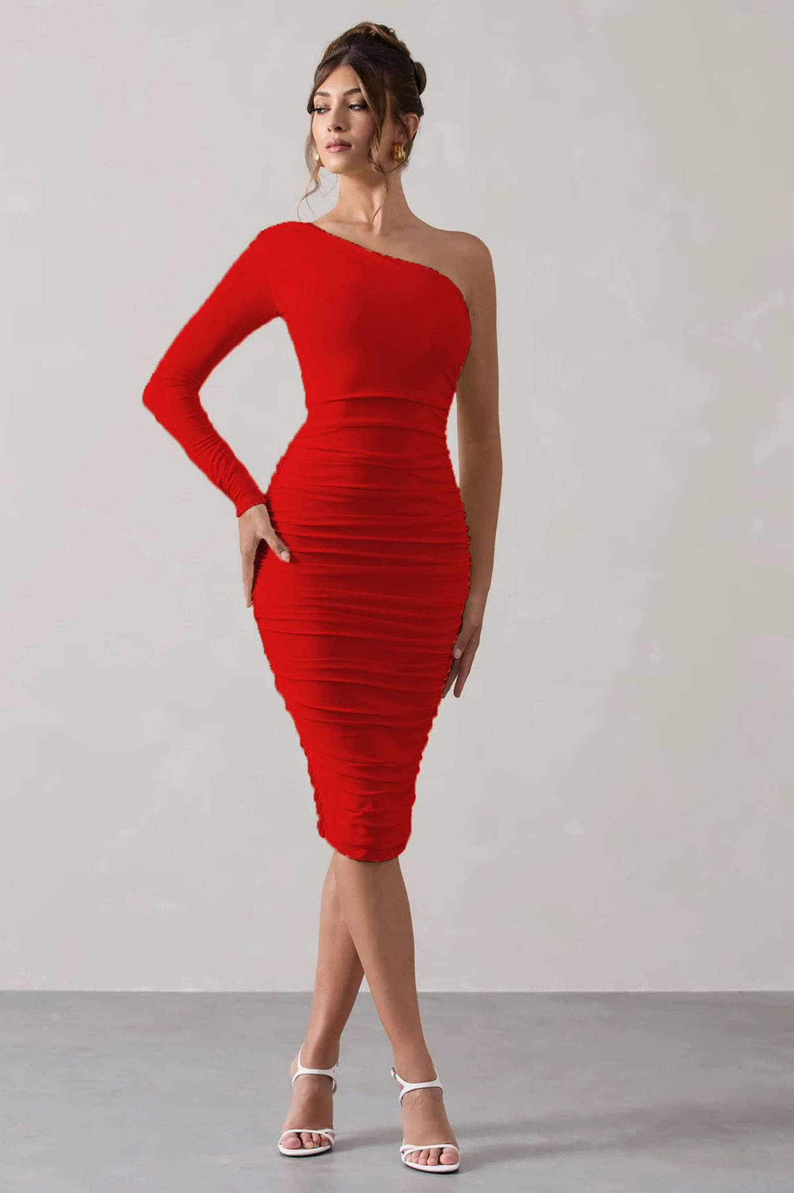     			Traquila Women Lycra Solid Bodycon Dress ( Red )