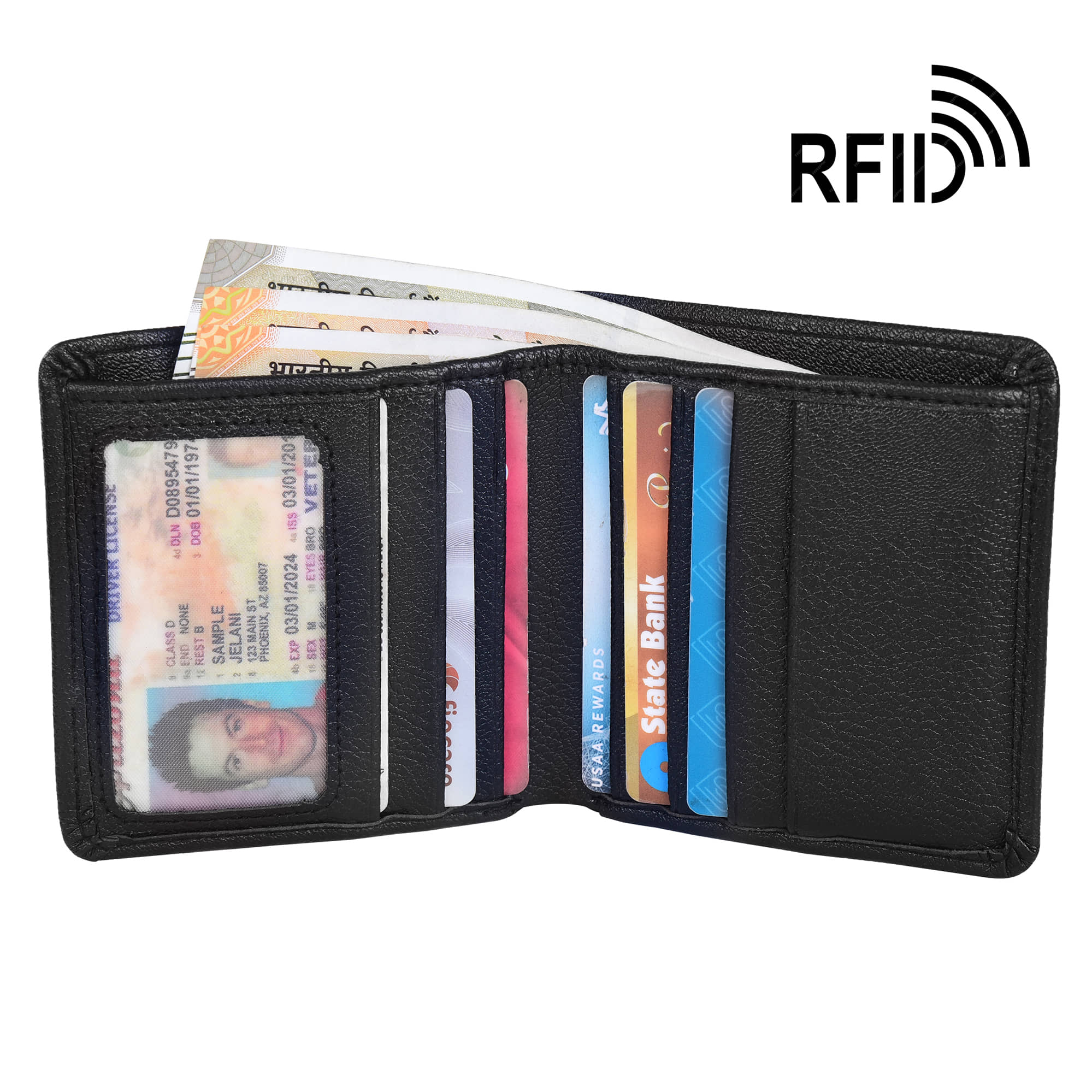 Valynt PU Solid Men's RFID Wallet,Regular Wallet With 5 Slots For Card ( Black , Pack of 1 ) - Handbags | Buy online on ZillyBuy