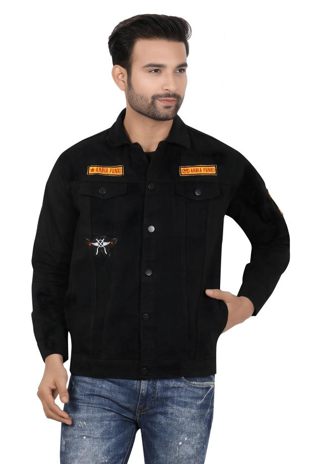     			ARBIA FUNKI Denim Men's Denim Jacket - Black ( Pack of 1 )