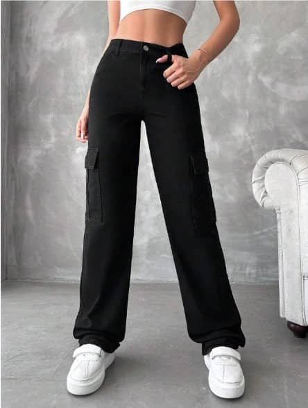 Broadstar - Black Cotton Wide Leg Women's Jeans ( Pack of 1 ) - Jeans | Buy online on ZillyBuy