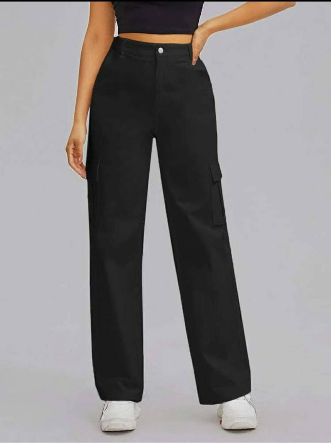 Broadstar Pack of 1 Lycra Straight Women's Cargo Pants ( Black ) - Trousers | Buy online on ZillyBuy