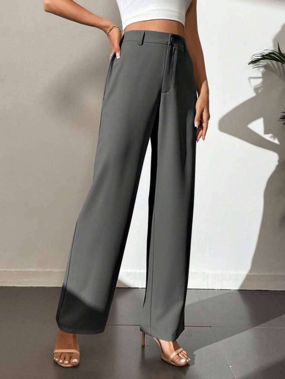     			Broadstar Pack of 1 Polyester Straight Women's Casual Pants ( Dark Grey )