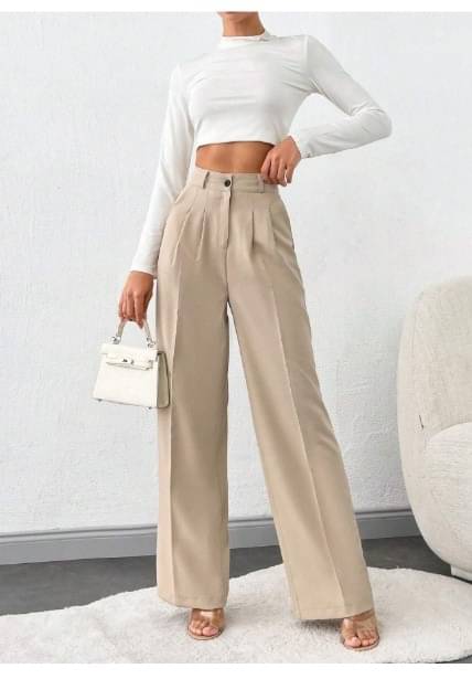     			Broadstar Pack of 1 Polyester Straight Women's Casual Pants ( Beige )