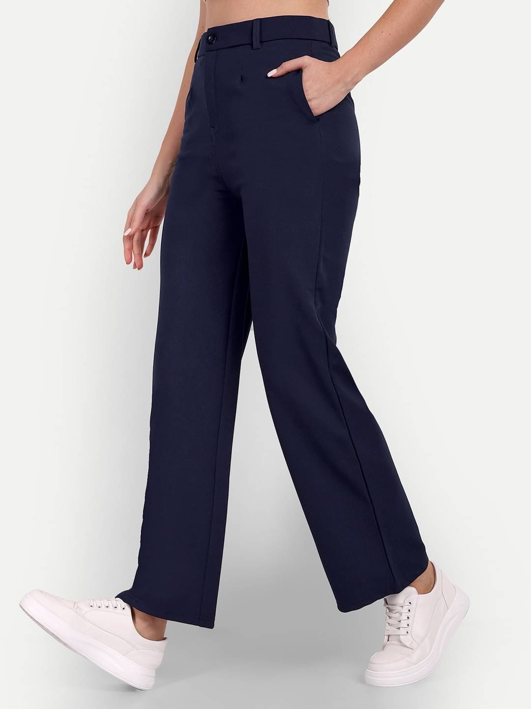     			Broadstar Pack of 1 Polyester Straight Women's Casual Pants ( Navy )